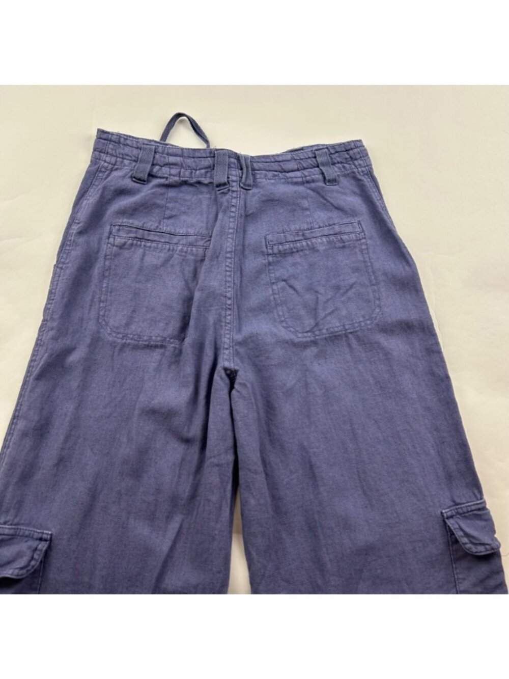 Sincerely Jules Blue Linen Blend Wide Leg Cargo Pant S - Picture 6 of 6